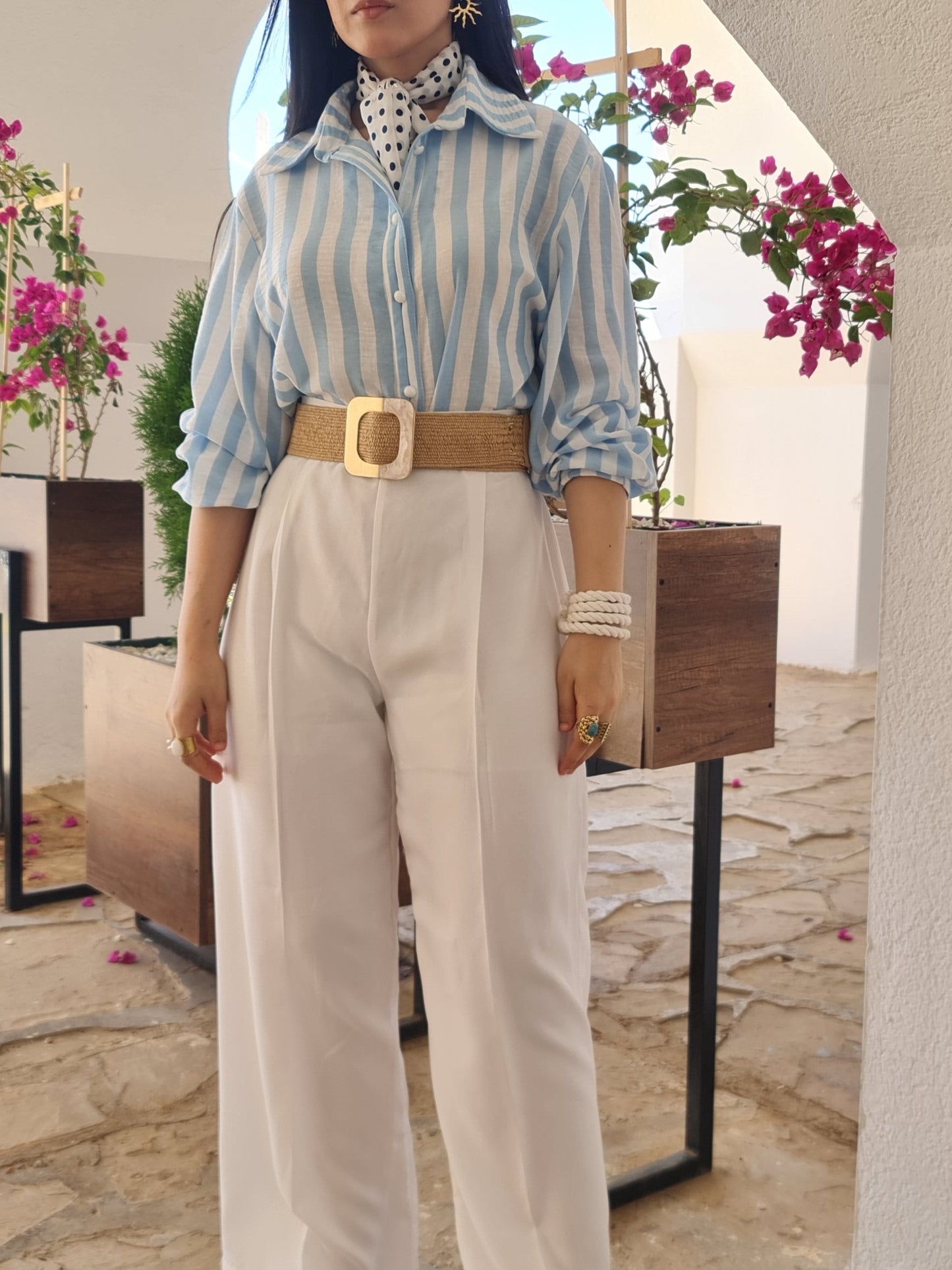 ensemble chemise en lin et pantalon carèe