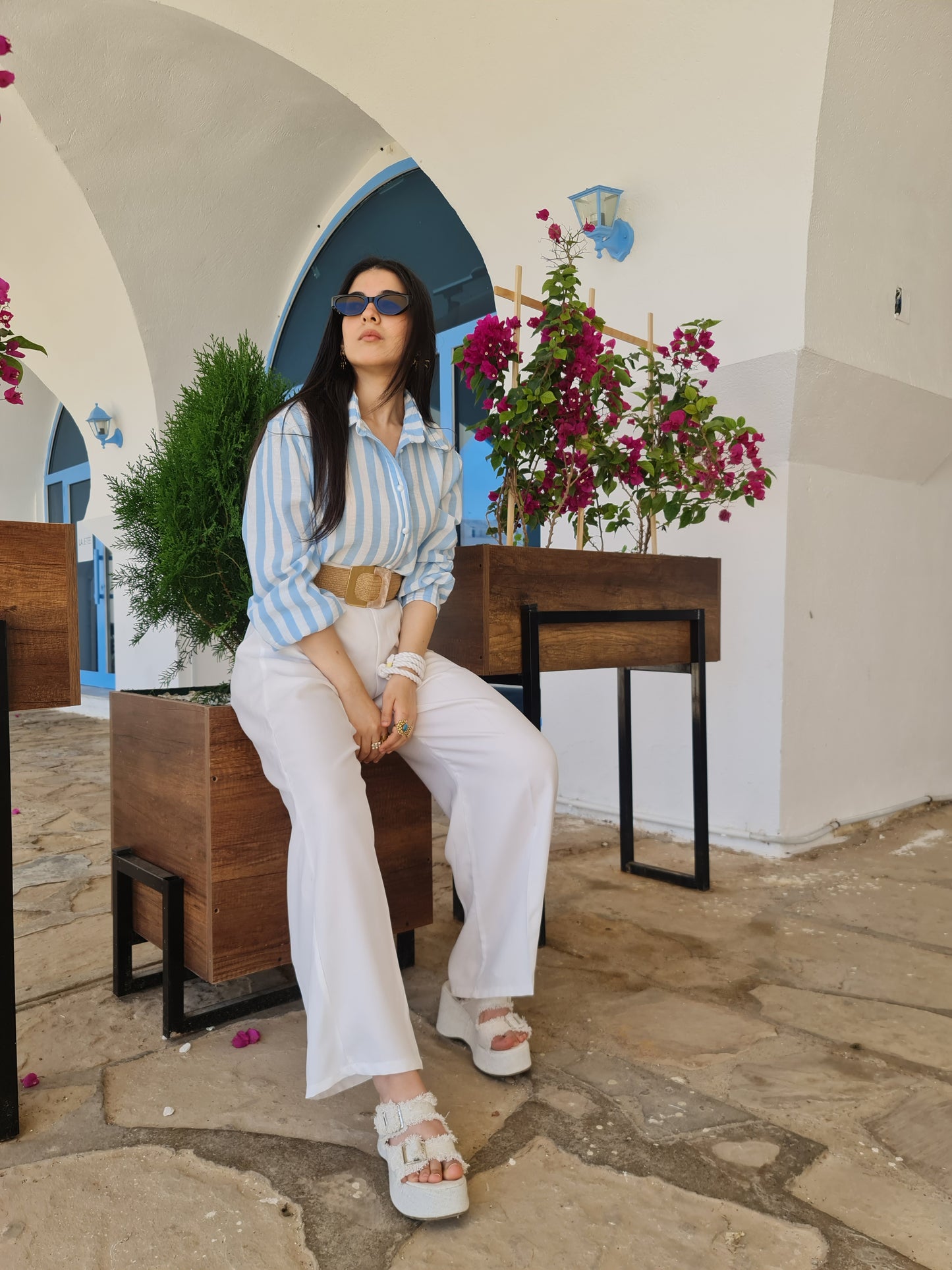 ensemble chemise en lin et pantalon carèe