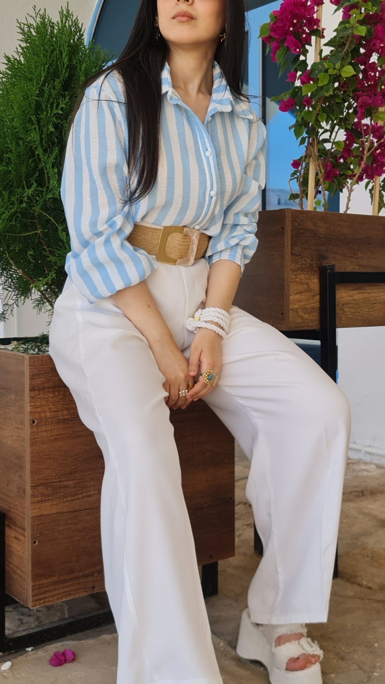 ensemble chemise en lin et pantalon carèe