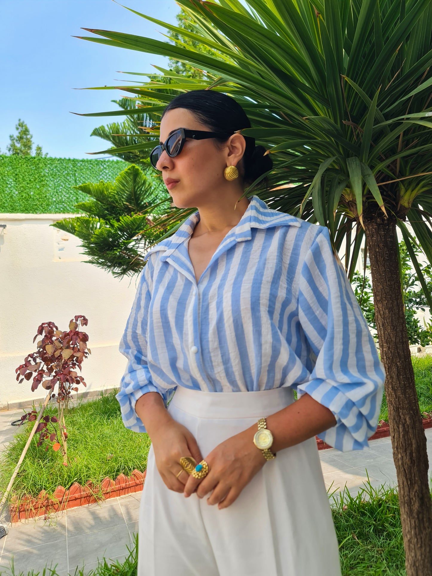ensemble chemise en lin  et pantalon carèe