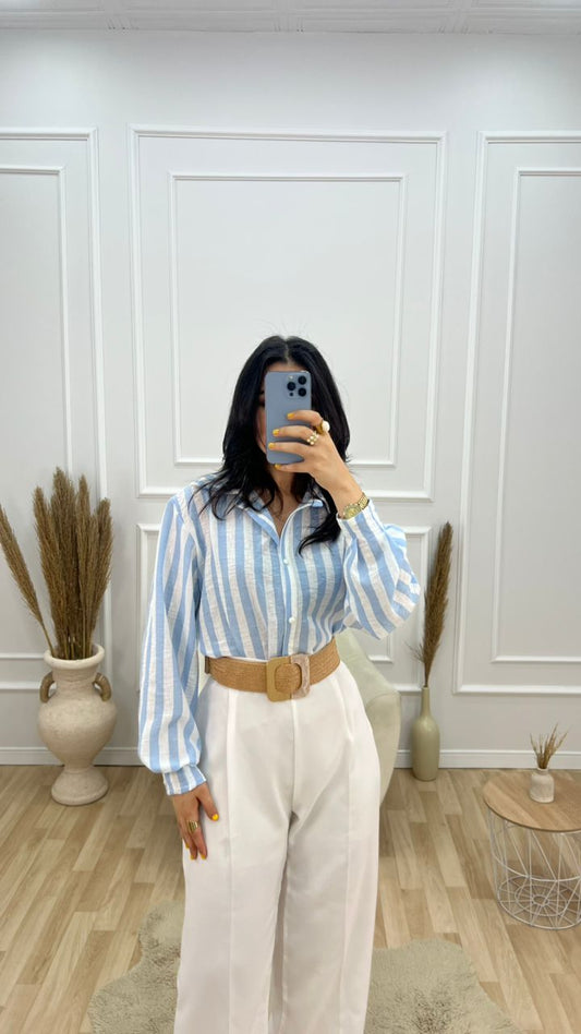 ensemble chemise en lin  et pantalon carèe